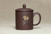 宜兴紫砂杯清灰泥紫砂杯孙卫强双栖和鸣手工紫砂盖杯宜兴紫砂杯价格