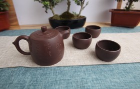 原矿精品紫砂壶底槽青350cc井栏一壶四杯 助工陈菊华#全手