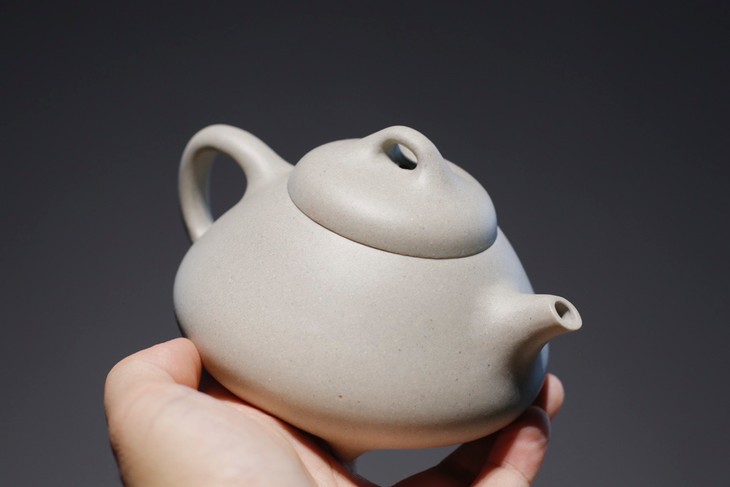原矿紫砂壶羊脂白泥石瓢220cc作者王俊锋工艺美术师全手