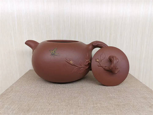 原矿紫砂壶红拼紫泥西施玉兰蝶 450cc作者：丁亦琴 国家级工艺美术师（半手）  3