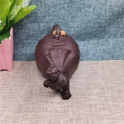 原矿紫砂壶老紫泥五谷丰登 300cc作者：罗娅（全手）  1